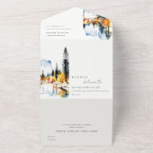 マウンテンリバー秋ウィンターランドスケープ結婚ズ オールインワン招待状 (外側)