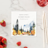 マウンテンリバー秋ウィンターランドスケープ結婚ズ スタンダードカクテルナプキン (インサイチュ)