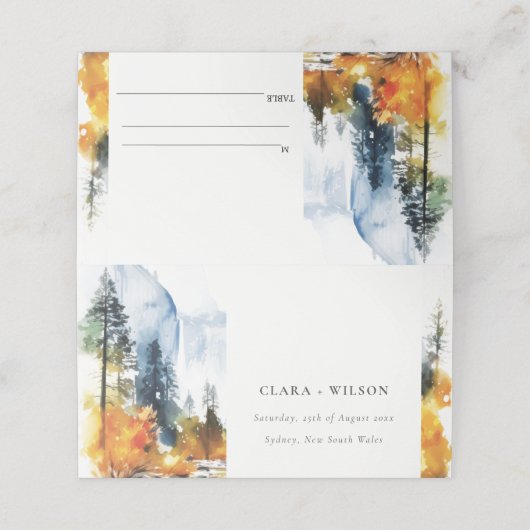 マウンテンリバー秋ウィンターランドスケープ結婚ズ プレイスカード (外部開封)