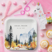 マウンテンリバー秋ウィンターランドスケープ結婚ズ ペーパープレート (パーティー)