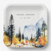 マウンテンリバー秋ウィンターランドスケープ結婚ズ ペーパープレート (正面)