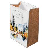 マウンテンリバー秋ウィンターランドスケープ結婚ズ ミディアムペーパーバッグ (裏面アングル)