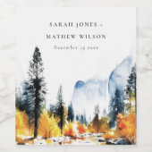 マウンテンリバー秋ウィンターランドスケープ結婚ズ ワインラベル (シングルラベル)