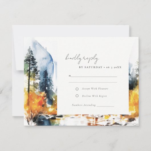 マウンテンリバー秋ウィンターランドスケープ結婚ズ 出欠カード (正面)