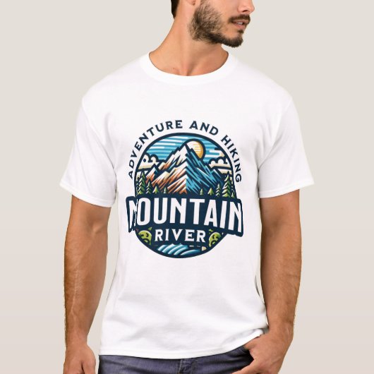 マウンテンリバー：冒険とハイキング Tシャツ (正面)