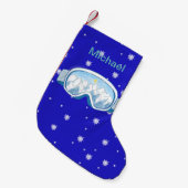 マウンテンリフレクション付きスキーゴーグルパーソナライズされた スモールクリスマスストッキング (正面 (吊り時))