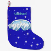 マウンテンリフレクション付きスキーゴーグルパーソナライズされた スモールクリスマスストッキング (正面)