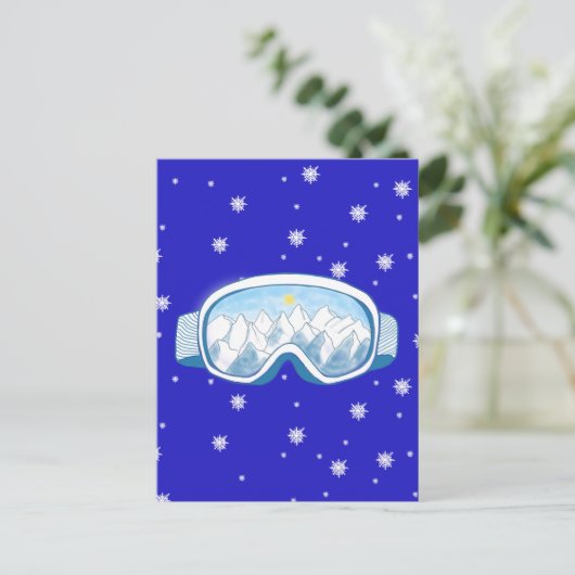 マウンテンリフレクション付きスキーゴーグル ポストカード (スタンド正面)