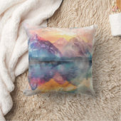 マウンテンリフレクション – 水彩装飾用クッション クッション (ブランケット)