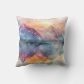 マウンテンリフレクション – 水彩装飾用クッション クッション (裏面)