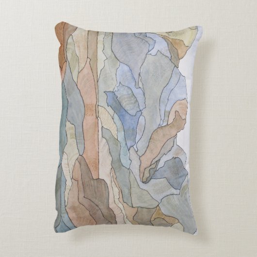 マウンテンリージョンウォーターカラーラインアートプリント アクセントクッション (裏面(縦))
