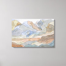 マウンテンリージョンウォーターカラーラインアートプリント