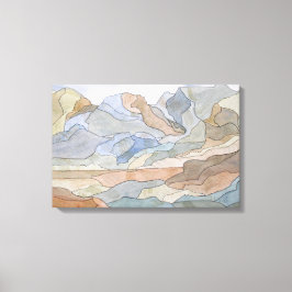 マウンテンリージョンウォーターカラーラインアートプリント キャンバスプリント