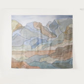 マウンテンリージョンウォーターカラーラインアートプリント タペストリー (正面(横))