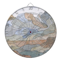 マウンテンリージョンウォーターカラーラインアートプリント ダーツボード