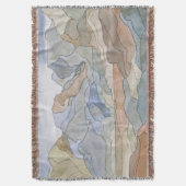 マウンテンリージョンズウォーターカラーラインアートプリント スローブランケット (正面縦)