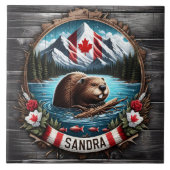 マウンテンレイクで泳澄んぐカナダのビーバー タイル (正面)