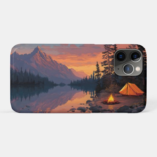 マウンテンレイクによる穏やかなキャンピングシーン Case-Mate iPhoneケース (裏面(横))
