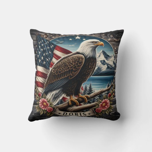 マウンテンレイクに突き止められたアメリカハゲのワシ クッション (裏面)