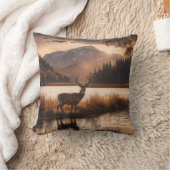 マウンテンレイクの巨大な鹿 クッション (ブランケット)
