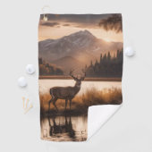 マウンテンレイクの巨大な鹿 ゴルフタオル (インサイチュ)