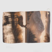 マウンテンレイクの巨大な鹿 ゴルフタオル (横)