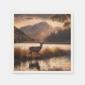 マウンテンレイクの巨大な鹿 スタンダードカクテルナプキン (正面)