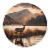 マウンテンレイクの巨大な鹿 セラミックノブ (正面)