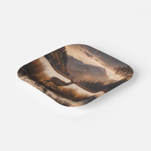 マウンテンレイクの巨大な鹿 ペーパープレート (傾斜あり)