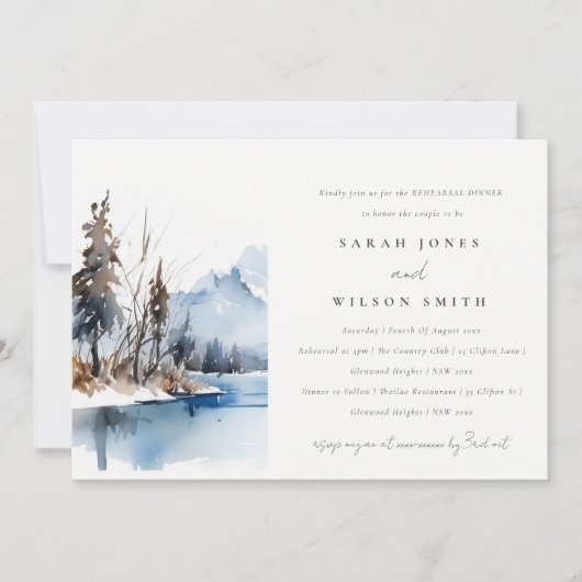 マウンテンレイクウィンターランドスケープリハーサルディナー 招待状 (正面)
