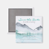 マウンテンレイクウェディングデイトスクエアマグネットを保存 マグネット (正面/裏面)