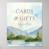マウンテンレイクウォーターカラーダスティブルーカード&ギフト ポスター (正面)