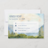 マウンテンレイクウォーターカラーダスティブルーシンプル 出欠カード (正面)