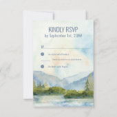 マウンテンレイクウォーターカラーダスティブルー垂直 出欠カード (正面)