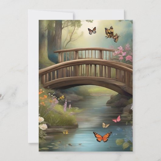 マウンテンレイクウォーターカラーツリーブライダルシャワー 招待状 (裏面)