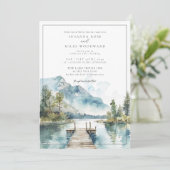 マウンテンレイクウォーターカラーフォレストツリー結婚ズ 招待状 (スタンド正面)