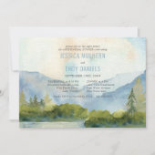 マウンテンレイクウォーターカラー結婚のリハーサルディナー 招待状 (正面)