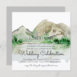 マウンテンレイクウォーターカラー結婚式招待状 招待状