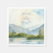 マウンテンレイクウォーターパーソナライズされたカラー結婚ズ スタンダードカクテルナプキン (正面)