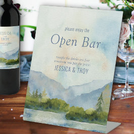 マウンテンレイクウォーター結婚カラーズオープンバー 台座サイン