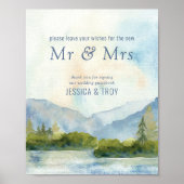 マウンテンレイクウォーター結婚カラーズゲストブックサイン ポスター (正面)