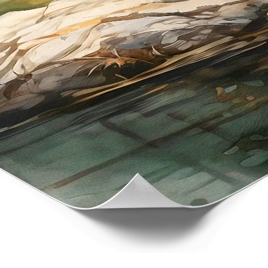 マウンテンレイクウォーター絵を描カラーズアートプリント ポスター (角)