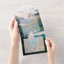 マウンテンレイクオールインワン結婚式招待状RSVP