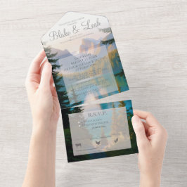 マウンテンレイクオールインワン結婚式招待状RSVP オールインワン招待状