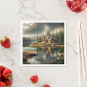 マウンテンレイクキャビンとローボート スタンダードカクテルナプキン (インサイチュ)