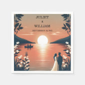 マウンテンレイクサイドフォレストアウトドアレイク結婚ズ スタンダードカクテルナプキン (正面)