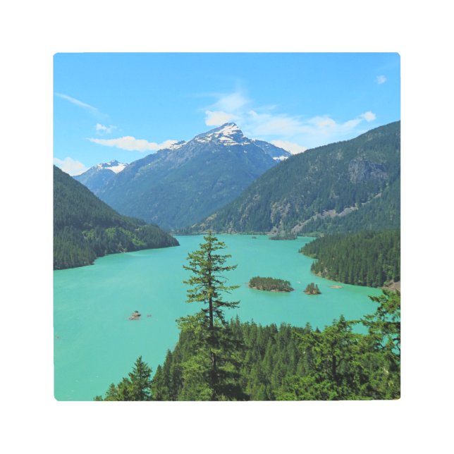 マウンテンレイクシーナリーインノースカスケーズ メタルプリント (正面)