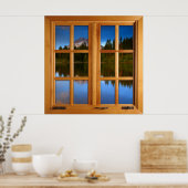 マウンテンレイクスクエアフェイクウインドウイリューション ポスター (キッチン)