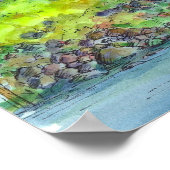 マウンテンレイクツリーズウォーター絵画カラー ポスター (角)