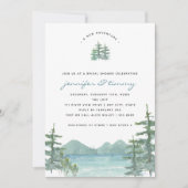 マウンテンレイクテーマウォーターカラーブライダルシャワー 招待状 (正面)